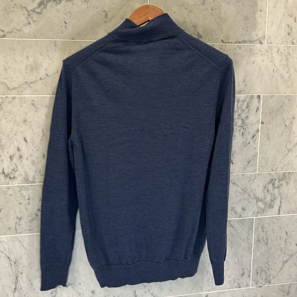 Charles Tyrwhitt Merino Quarter Zip Sweater - Indigo Melange - M - Picture 8 of 11